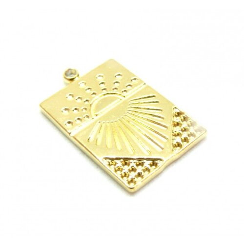 Ps11920780 pax 1 pendentif rectangle  21mm en acier inoxydable 304 finition doré- pour bijoux raffinés