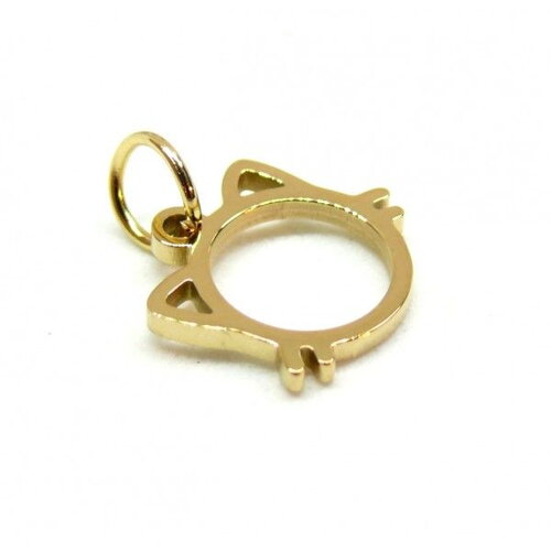Ps11923582 pax 1 pendentif avec anneau chat 13mm en acier inoxydable 304 finition doré