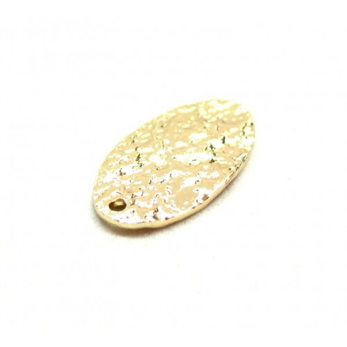 Ps11912379 pax 1 pendentif ovale martelé 19mm en cuivre finition doré à l'or fin 18k pour création de bijoux raffinés