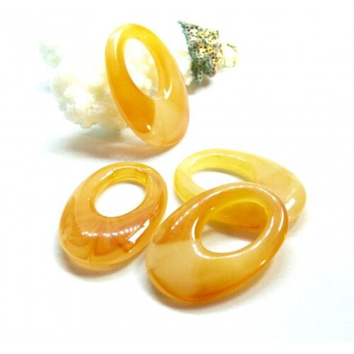 Bu11201212134827 pax 4 pendentifs acrylique forme ovale orange marbré 33mm ref8