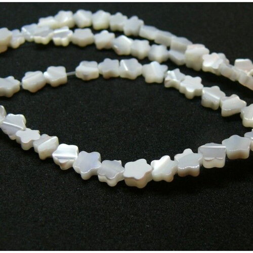 Bu11220304163224 lot 6 perles intercalaire forme fleur 6mm en nacre coloris blanc