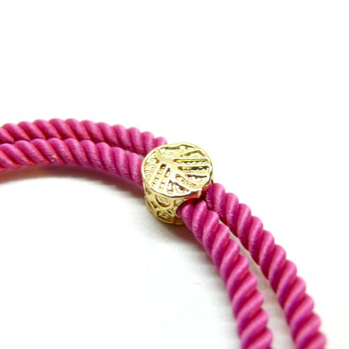 H11f01816g pax 1 support bracelet intercalaire arbre cordon nylon ajustable avec accroche laiton doré 18kt coloris rose fuchsia