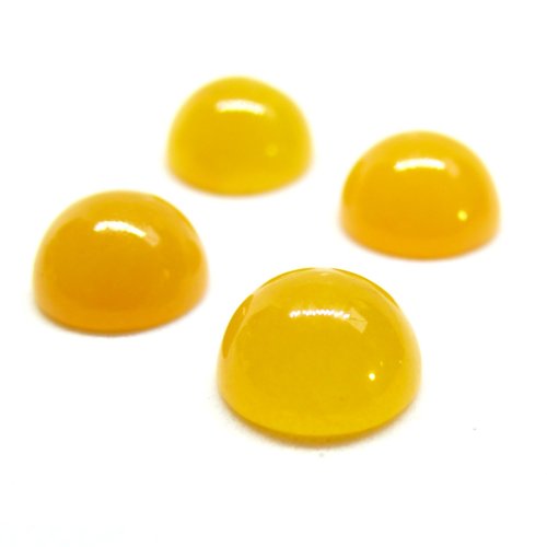 Hr416 pax de 4 cabochons, demi perle 10mm, jade teinté jaune orangé coloris 06