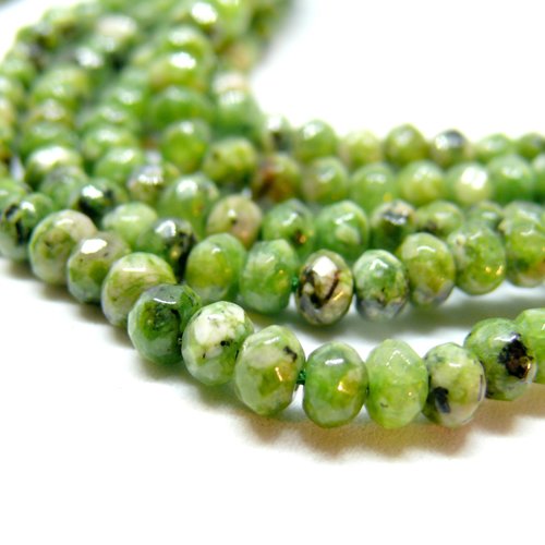 H11e316 lot 1/2 fil d'environ 56 perles rondelle facettée 2 par 4 mm jade malaisienne teintée coloris 43