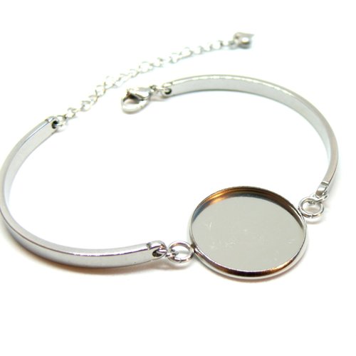 Bu112206291249133268 pax 1 support de bracelet demi jonc 20mm avec chaine de confort en acier inoxydable 304 argenté