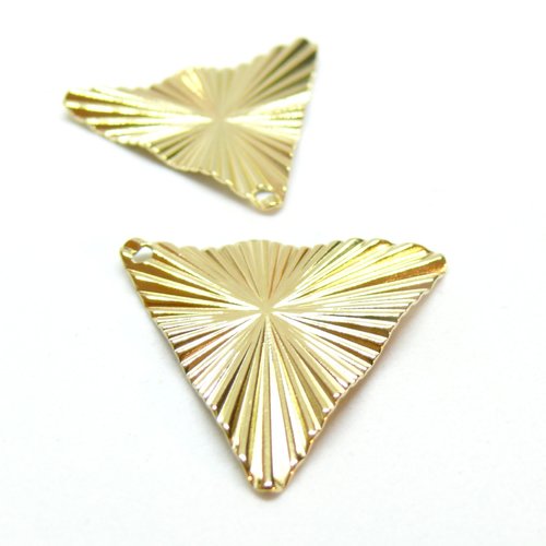 H11q30803g pax 1 pendentif géométrique triangle strié en acier inoxydable 304 finition doré à l'or fin 18k