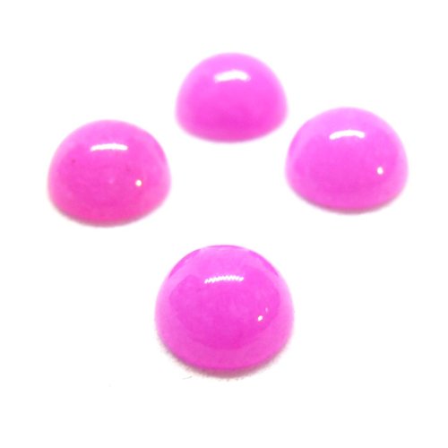 Hr416 pax 4 cabochons, demi perle 6mm, jade teintée rose coloris 53