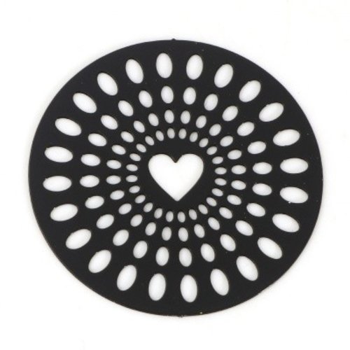 Ps11887100 pax 4 estampes coeur dans cercle 29mm métal finition noir