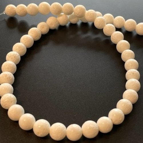 Lot de 6 perles rondes 8mm, corail éponge blanc