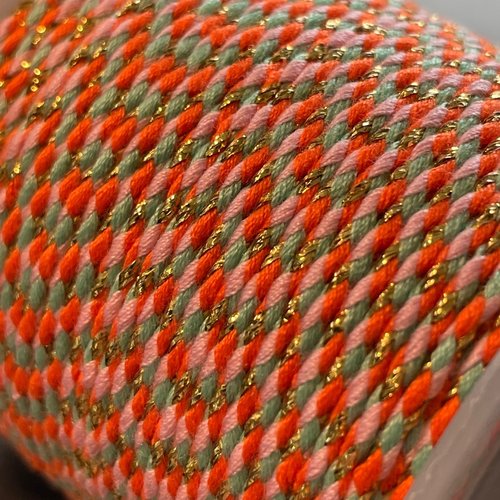 H11z003 lot de 2 mètres de cordon tressé et fil métallisé doré 1.5mm coloris c20