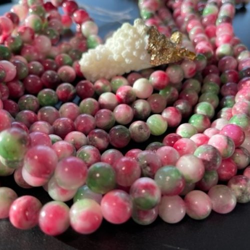Ref r73090 lot de 20 perles rondes 10mm, jade teintée rose vert