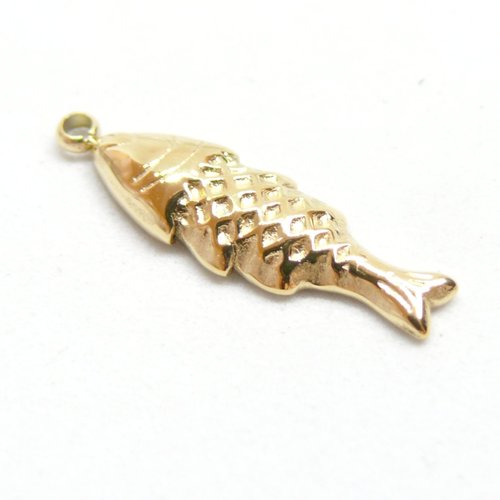 H11b05817g ref 04 lot de 1 pendentif poisson 22.5mm – acier inoxydable 316 doré à l’or fin 18k placage ionique