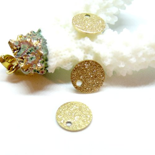 H11e45502g – lot de 2 pendentifs médaille stardust 8mm – acier inoxydable 304 doré placage ionique