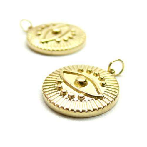 H11f30201g – pendentif médaillon cœur 12mm – acier inoxydable 304 doré 18k placage ionique