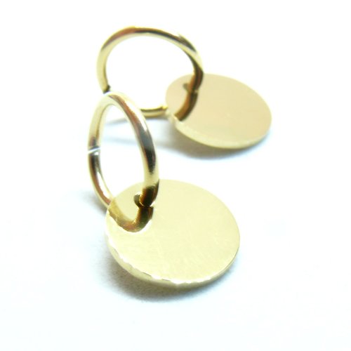 H11g27602g – lot de 1 pendentif à graver médaillons 10mm avec anneaux – acier inoxydable 304 doré placage ionique