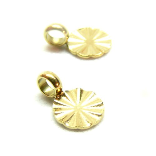 H11d02933g – lot de 2 pendentifs soleil 8mm – acier inoxydable 316l doré 18k - placage ionique