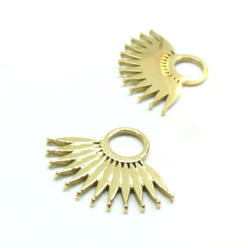 H11d17705g pax 1 pendentif forme géométrique  eventail 27.5mm en acier inoxydable 304 finition doré 24kt placage ionique