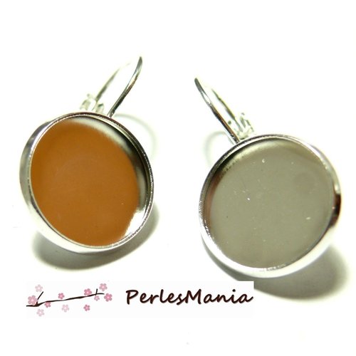 H11f19103p14 – lot de 6 supports boucle d' oreille dormeuse 14mm – acier inoxydable 304 argenté