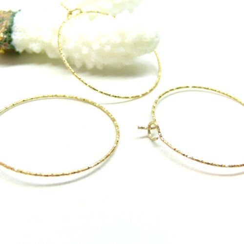 H11d18302g02 – lot de 4 boucles d'oreilles créoles tige martelées 20mm – acier inoxydable 316 doré ionique