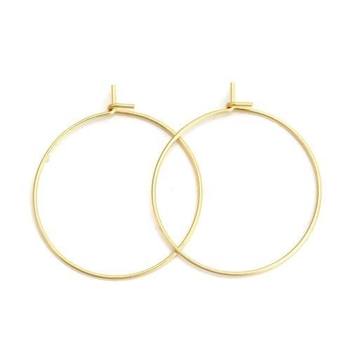 H11pp21026g01 – lot de 10 ou 20 boucles d’oreille créoles tiges 35mm – acier inoxydable 316l doré 18k