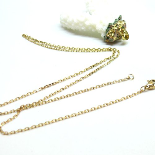 H11s420008bg – lot de 1 collier sautoir matinée 50 cm – maille extra fine 2.7 mm – acier inoxydable 304 doré à l’or fin 18k