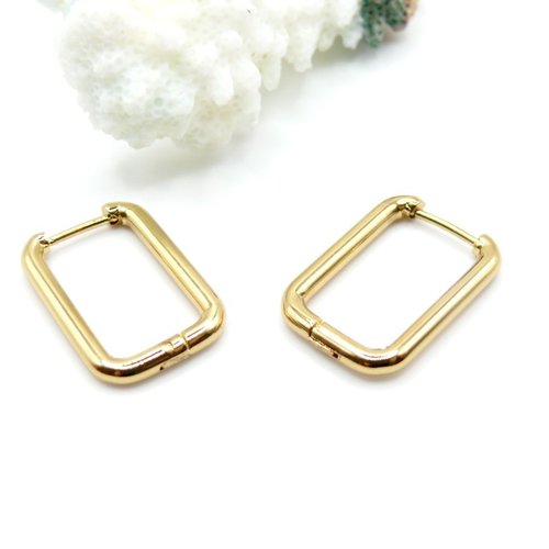 Bu112412271045543530 – lot de 2 créoles ovale rectangle 24mm – acier inoxydable 304 doré