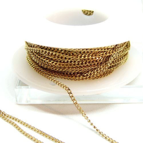 H11d03302g03 – lot de 1 mètre de chaine maille gourmette 2.5x2mm – acier inoxydable 304 doré 18k pvd