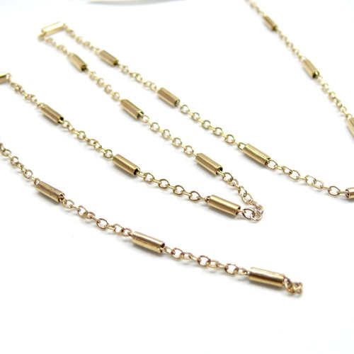 H11d02901g – lot 50 cm chaine tube 5.5x2mm – acier inoxydable 304 doré placage ionique