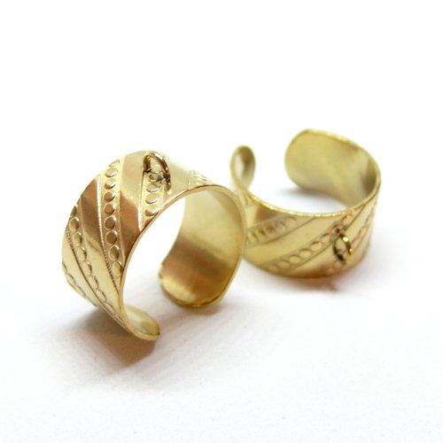 H11c07905g – lot de 1 support de bague 10mm avec anneau et motif graphique – acier inoxydable 304 doré