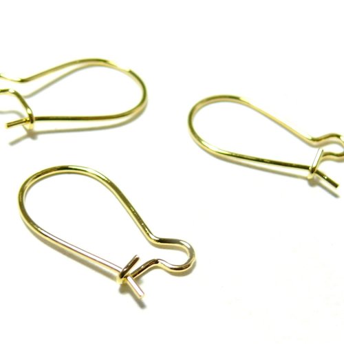 H11a05612gc – lot de 10 boucles d’oreille dormeuses 20x11mm acier inoxydable 316 doré à l'or fin 18k