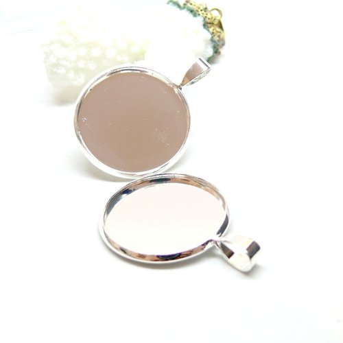 Bn1124024 – lot de 2 supports de pendentif 25mm attache triangle – laiton argent vif