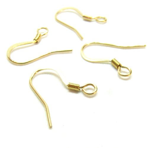 H11s111006g – lot de 10 boucles d’oreille crochets 19mm – acier inoxydable 304 doré à l’or fin 18k