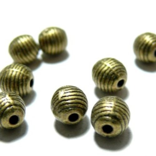 H6662 – lot de 20 perles intercalaires style rayures bronze