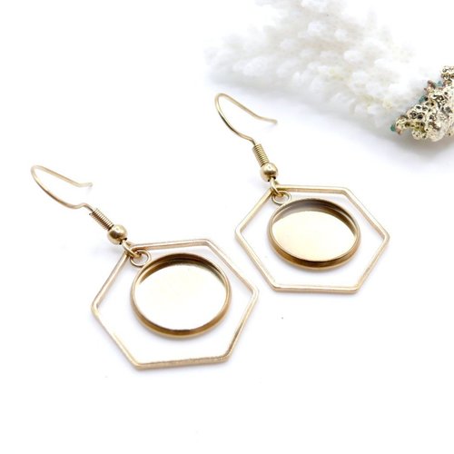 H11s07931a – lot de 2 supports de boucle d’oreille puce filigrane 15 mm – acier inoxydable 304 doré avec poussoirs papillons