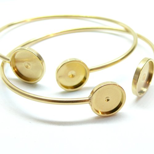 H11r12301g – lot de 1 support de bracelet double 12 et 10mm – acier inoxydable 304 doré à l'or fin 18k placage ionique