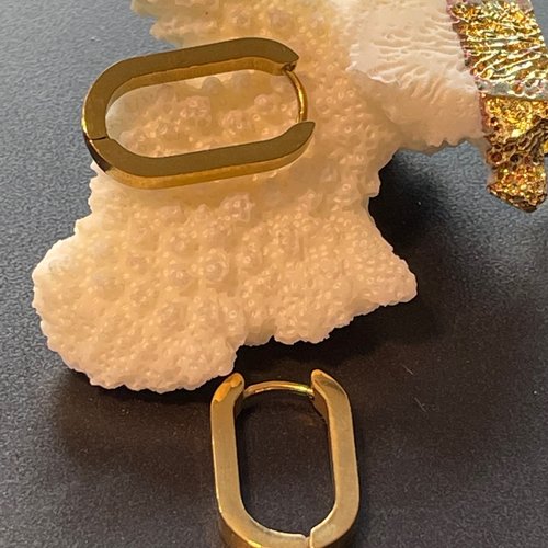 H11h15611cg – lot de 2 créoles ovales 21 mm épaisseur 3mm – acier inoxydable 304 finition doré