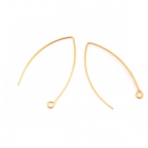 Hi12023bg – lot de 2 boucles d’oreille dormeuses grand crochet 40mm – acier inoxydable 304 doré pvd