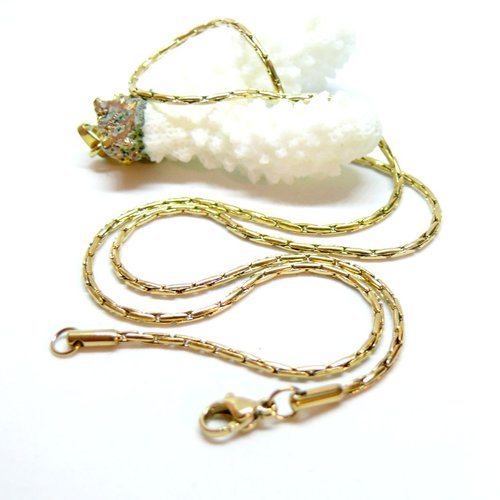 H11s420008bg – lot de 1 collier sautoir matinée 50 cm – maille extra fine 2.7 mm – acier inoxydable 304 doré à l’or fin 18k