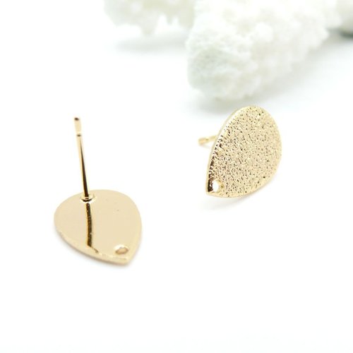 H11n18662g – lot de 2 boucles d’oreilles puce goutte stardust avec trou 14 mm – doré à l’or fin 18k