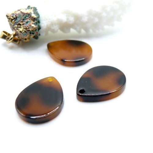 H11s144a301 – lot de 4 pendentifs goutte résine imitation tortue 18 x 13.5 mm