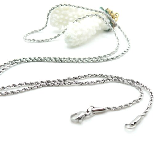 H11i24501a – lot de 1 collier sautoir matinée 70 cm – acier inoxydable 304 argenté