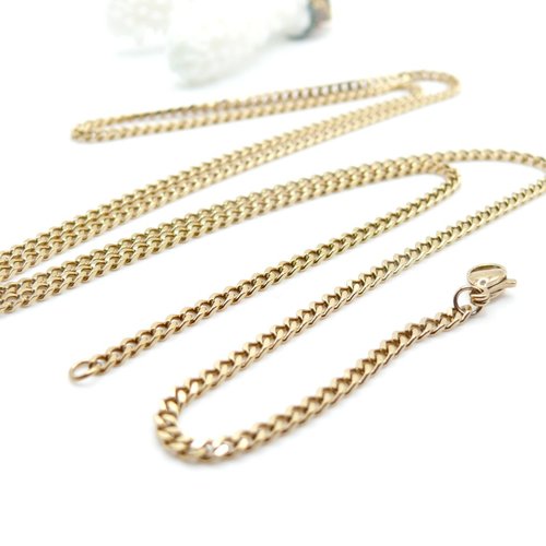 H11d06501g – lot de 1 sautoir 75cm, maille gourmette 3.5mm – acier inoxydable 304 doré, placage ionique