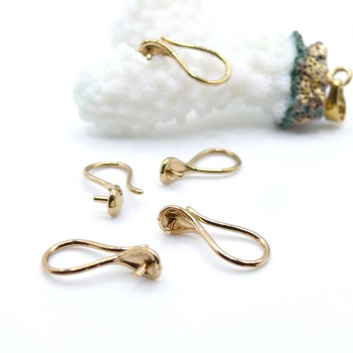 H11g31002g – lot de 2 crochets d’ oreille pour perles semi-percées – acier inoxydable 316l doré à l'or fin 18k