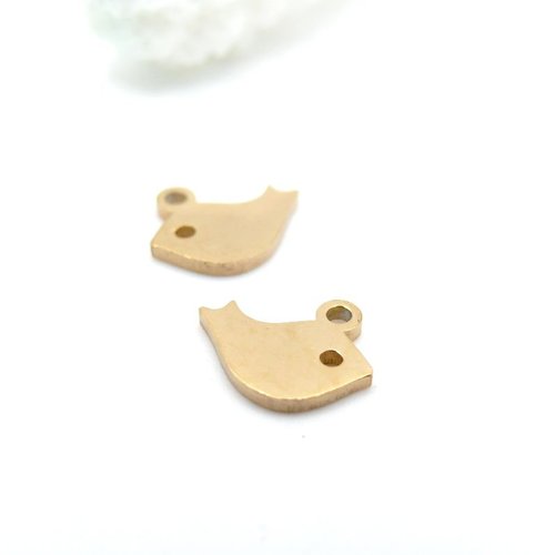 Bu112411281154292867 – lot de 2 pendentifs oiseau 9.5 mm – acier inoxydable 304 doré