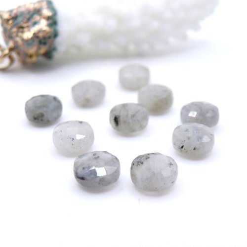 H11l538011 – lot de 10 perles rondes plates facettées 6 mm – labradorite