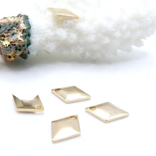 H11k25304g – lot de 10  pendentifs losange 10.5mm–  doré à l'or fin 24k