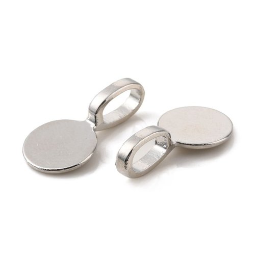 H11k00503p – lot de 20 bélières à coller rondes 9mm – métal couleur argent platine
