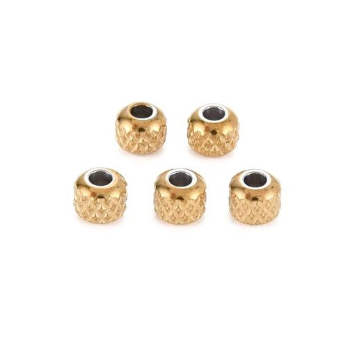 H11n08837a01g – lot de 10 perles intercalaires striées 4 mm – acier inox 304 – doré