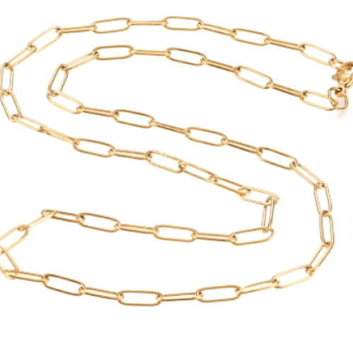 H11jn03897 pax 1 collier 45 cm, maille ovale 5 par 2mm, acier inoxydable 304 finition doré, diy