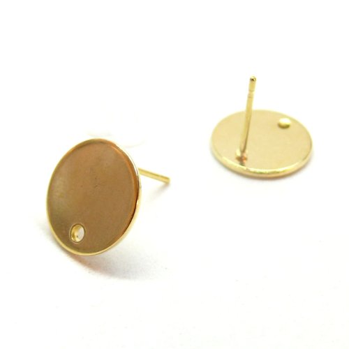 Ps11861618 – lot de 4 boucles d’oreilles puce rondes 8mm avec trou – acier inoxydable 304 doré